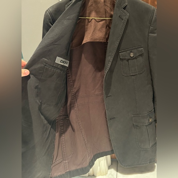 DKNY Charcoal Leather Jacket - Picture 5 of 6